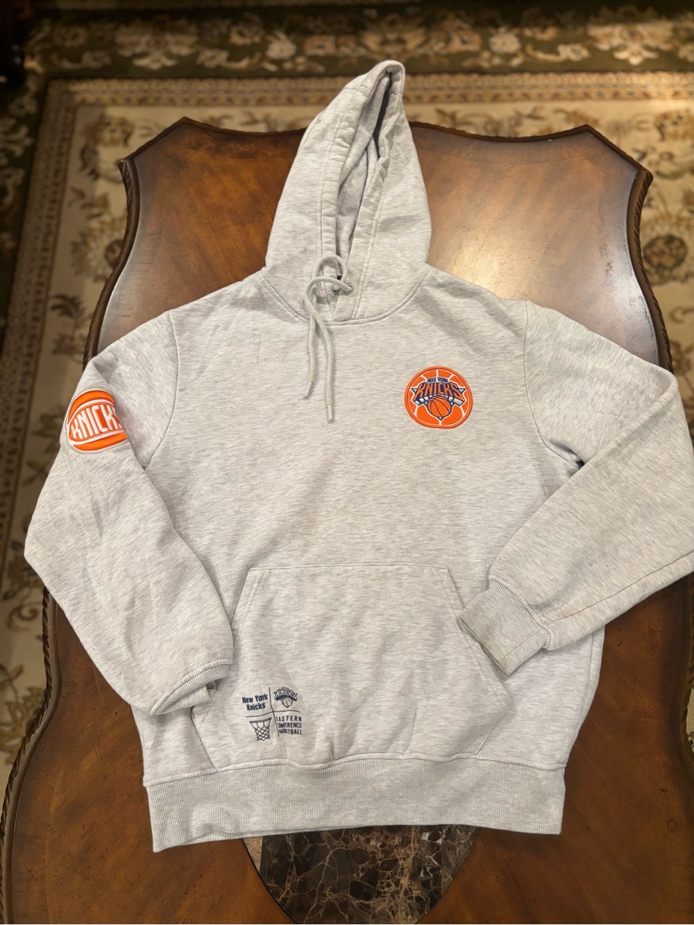 NBA Gray Hoodie with Orange Knicks Logos